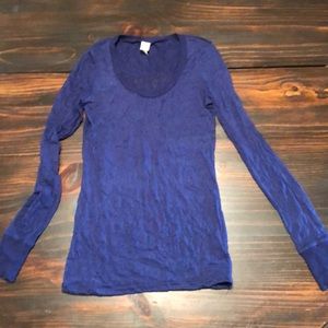 BKE sheer royal blue long sleeve